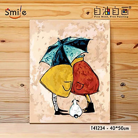 Mua Tranh tô màu theo số sơn dầu số hóa cao cấp Smile FMFP Đôi tình nhân tranh Sam Toft T41234
