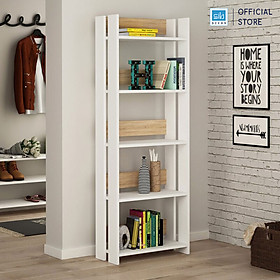 Mua Kệ Sách 5 Tầng Màu Trắng Phối Vân Gỗ Đẹp Tinh Tế SIB Decor KSG23