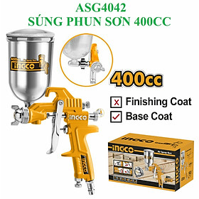 Mua Máy phun sơn INGCO ASG4042 - dụng cụ phun sơn đầu phun tiêu chuẩn 1.5mm  áp suất 3.0-4.0 bar  thể tích bình nhôm 400cc  XSAFE 