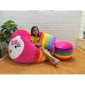Mua Ghế xốp Babykid trụ tròn  cỡ S  nhung lạnh HỌA TIẾT (đã có sẵn hạt xốp)
