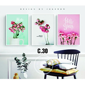 - Bộ tranh canvas 3 bức treo tường có khung phong cách hiện đại - phong cách Bắc Âu