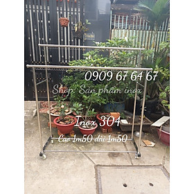 Mua Giá phơi quần áo đôi  INOX 304  bánh xe loại tốt có khóa tháo ráp dễ dàng