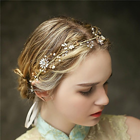 Women Rhinestone Pearl Headband Wedding Bridal Tiara Vine Hair Band Head Piece Gift