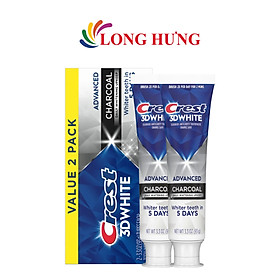 Combo kem đánh răng Crest 3D White Advanced Charcoal (93g x 2) - Hàng chính hãng