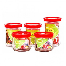 Mua Bộ 05 hũ đựng gia vị thủy tinh cao cấp đóng hộp