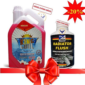 Nước làm mát xe ô tô KINGCOOL SUPER can 4L+ suc két nước BLUECHEM 300ml
