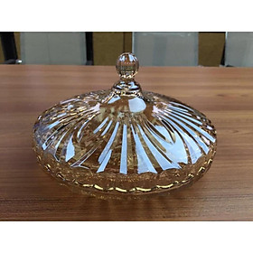 Mua Khay mứt thuỷ tinh chia ngăn cùng size đường kính 24.3cm 09C VÀNG HOA