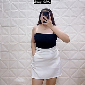 Chân váy bigsize nữ thêu chữ kiểu dáng, Váy nữ bigsize khóa kéo cho nàng Chuppy 60-85kg CVT - Màu trắng