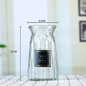 Mua Lọ hoa thủy tinh dáng vân sọc dọc Heodecor LH011  bình hoa thủy tinh kèm nơ