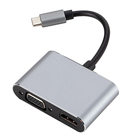 2in1 USB C Loại C Sang HDMI VGA 1080P USB3.0 Hub USB-C Dây Cáp Adapter