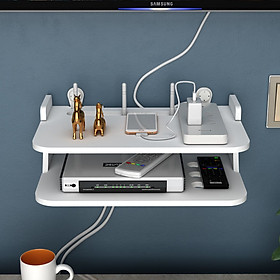 Mua KỆ wifi TỦ để router đầu thu treo tường KX32 bằng ván PVC màu trắng phong cách hiện đại sang trọng ĐẦY DỦ PHỤ KIỆN TREO