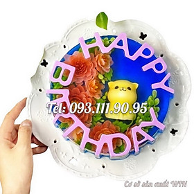 Mua Khuôn silicon làm bánh  rau câu sinh nhật Happy Birthday - Loại 20 cm - Mã số 1034