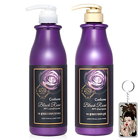 Bộ dầu gội - dầu xả hoa hồng đen Confume Black Rose Hàn Quốc 2x750ml + Móc khóa