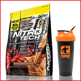 Sữa tăng cơ tăng sức mạnh Nitro Tech 10lbs (~4.54kg) – Bổ sung nguồn Protein chất lượng cao hỗ trợ phát triển cơ bắp to + dày, đồng thời bổ sung thêm Creatine giúp gia tăng sức bền hỗ trợ tập luyện - Hàng nhập khẩu chính hãng - Thương hiệu Muscletech - Kèm quà tặng