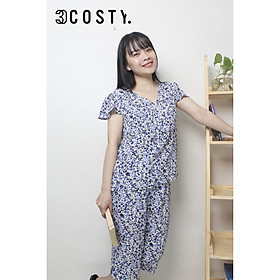 Bộ Đồ Nữ Mặc Nhà, Bộ Đồ Ngủ Tole (Lanh) Cổ Tim Quần Lửng – 3COSTY. B4TIM Nhiều Họa Tiết