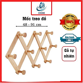 Mua Móc treo đồ quần áo mũ nón và phụ kiện khoan hoặc dán tường đa năng bằng gỗ cao su tự nhiên dùng cho phòng ngủ và phòng khách loại đẹp có 10 chấu núm
