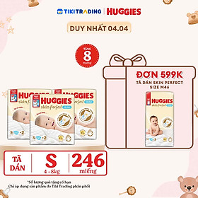 Combo 3 gói Tã/bỉm dán sơ sinh Huggies Skin Perfect  S 80+2 miếng với 2 vùng thấm giảm kích ứng da