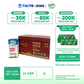 [05-09.08 QT Đơn Từ 999K] Thùng 12 hộp sữa tươi tiệt trùng tách béo Meadow Fresh 1L hàng New Zealand