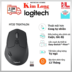 Chuột Logitech M720 Triathlon kết nối Bluetooth và Usb Unifying đa thiết bị - Hàng chính hãng