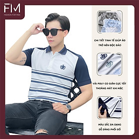 Hình ảnh Áo thun polo thời trang nam thanh lịch, họa tiết in sọc trên áo, phù hợp mọi sự kiện - FORMEN SHOP - FMPS178