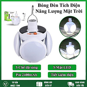 Bóng đèn led tích điện, năng lượng mặt trời hình 4 Cánh Hoa có thể đóng mở (40W)