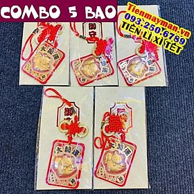 COMBO 5 Bao Lì Xì Dây Treo Mèo Thần Tài Mạ Vàng, Đại Cát Đại Lợi, Quà Tặng VIP Tết, Tiền lì xì tết 2023 , NELI