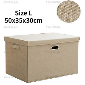 Mua Hộp Vải Đựng Quần áo Chăn Màn Sách Vở Tài Liệu Văn Phòng Thùng Vải Gấp Gọn Có Nắp Đậy Quai Xách và Khuy inox Cao Cấp