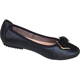  GIÀY NỮ DA BÒ |GIÀY BÚP BÊ TRƯỜNG HẢI DA BÒ MỀM MÀU ĐEN NƠ XINH SANG TRỌNG MŨI GIÀY TRÒN, ĐẾ MỀM DẺO BÊN CHẮC VÀ THỜI TRANGBB012