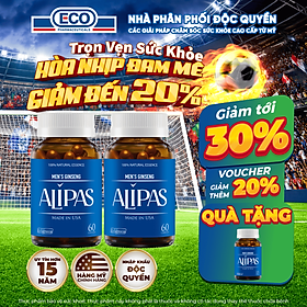 [Tặng Hộp 15v] Combo 2 Hộp 60v - Viên Uống Hỗ Trợ Sinh Lý Nam ALIPAS Ecogreen Tăng Cường Testosterone, Chứa Tinh Chất Hàu