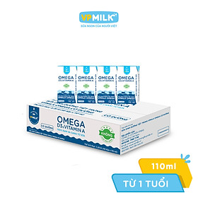 Sữa Dinh Dưỡng Tiệt Trùng VPMilk Omega Có Đường dạng hộp cho bé trên 1 tuổi 110ml (thùng 48 hộp)