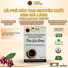 Cà Phê Hòa Tan Nguyên Chất ĐEN GIÀ LÀNG - Hộp 18 gói