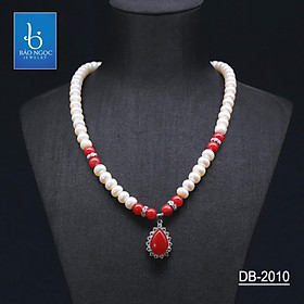 Hình ảnh Chuỗi Ngọc Trai Mặt Đá Mã Não Đỏ DB-2010 Bảo Ngọc Jewelry