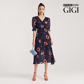 GIGI - Đầm midi cổ V họa tiết hoa nữ tính G2102D221122-28-Size 38