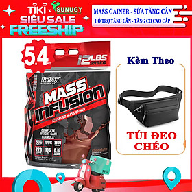 Hình ảnh Combo Sữa tăng cân tăng cơ Mass Infusion của Nutrex bịch lớn 5.45 kg hỗ trợ tăng cân, tăng cơ, có enzim tiêu hoá cho người dị ứng lactose & Túi đeo chéo