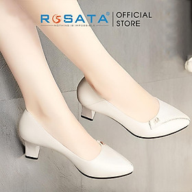 Giày búp bê ROSATA RO375 bít mũi nhọn thời trang gót cao 5 phân xuất xứ Việt Nam - KEM