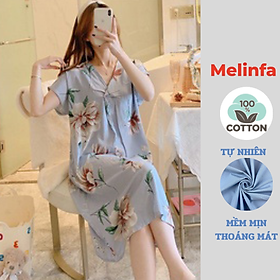 Váy ngủ ngắn tay, đầm ngủ nữ freesize thoải mái chất vải lanh lụa cotton tự nhiên thoáng mát nhiều màu mã VAV0222