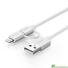 Cáp Sạc Điện Thoại 2 Trong 1 Micro USB và Lightning Ugreen 20749 dài 1.5M - Hàng chính hãng