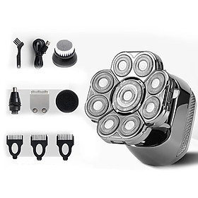Máy Cạo Râu, Cắt Tóc, Cạo Trọc Đầu SHAVER 5 in 1 KMD-9600, 9 Lưỡi, Dùng Cho Cả Người Hói Đầu.