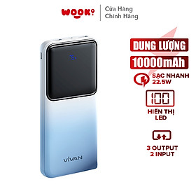 Pin Sạc Dự Phòng VIVAN VPB-D20 Dung lượng 20.000 mAh Sạc nhanh 22.5W QC3.0 & PD 2 cổng sạc vào 3 cổng sạc ra Màn hình LED hiển thịHÀNG CHÍNH HÃNG