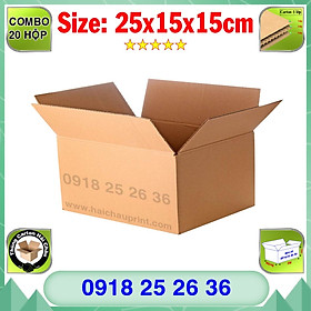 Mua 20 Hộp Carton  KT: 25x15x15cm  Hộp carton  Thùng carton  Hộp đóng hàng  Thùng đóng hàng  Hộp carton 3 lớp...