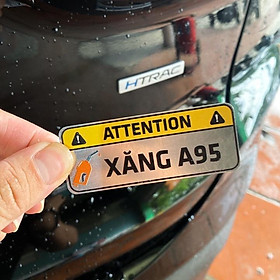 Sticker decal tem nhôm dán nắp bình xăng, cảnh báo đổ xăng A95, đổ dầu diesel trang trí xe ô tô