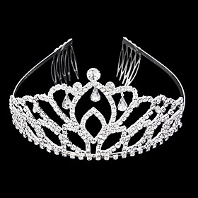 Bridal Diamante Rhinestone Teardrop Crown Headband Hair Comb Tiara Headpiece