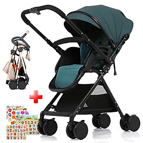 Xe đẩy gấp gọn, Xe Đẩy Em Bé Cao Cấp 2 Chiều 3 Tư Thế A10 gấp gọn và tiện lợi, mẫu mới 2021 - TẶNG KÈM BẢNG NÚM GỖ CHO BÉ CHỦ ĐỀ NGẪU NHIÊN