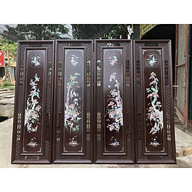 Tranh tứ quý gỗ gụ khảm trai ốc  bốn mùa tùng cúc trúc mai kt 37×107×3cm 