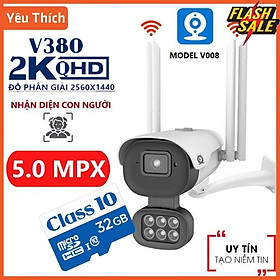 Camera Ngoài Trời Xoay 360 Độ V380 pro V008 5.0Mpx Đàm Thoại 2 Chiều - Sử Dụng Tiếng Việt - Hàng Nhập Khẩu