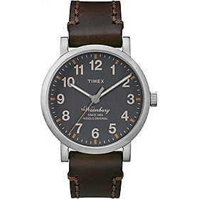 Đồng hồ nam Timex Waterbury TW2P58700 mặt số xám dây nâu Nhập Khẩu Mỹ