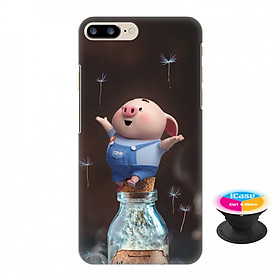 Ốp lưng nhựa dẻo dành cho iPhone 7 Plus in hình Heo Con Thư Giãn - Tặng Popsocket in logo iCase - Hàng Chính Hãng