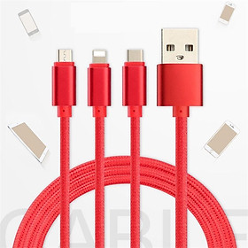 Dây cáp sạc USB nhanh loại C 1.2m 3 trong 1 3 màu cho iOS / Android / Type-C