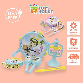 Set đồ chơi Xúc xắc, lục lạc, kèn, trống Toyshouse dành cho bé từ sơ sinh TH1220-733A-53 - giúp bé phát triển thị giác, thính