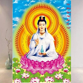 Tranh thêu Quan Thế Âm Bồ Tát LV3440 - kích thước: 50 * 70cm. (TRANH CHƯA LÀM)